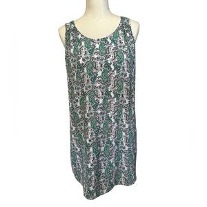 Dalia Sleeveless Sheath Dress. Super Cute w/ Green Paisley. Built-in Liner
